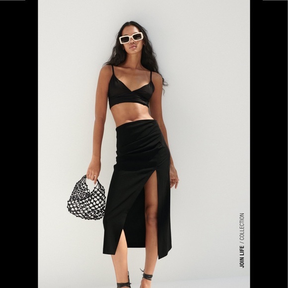 Zara draped linen blend skirt - Picture 3 of 6